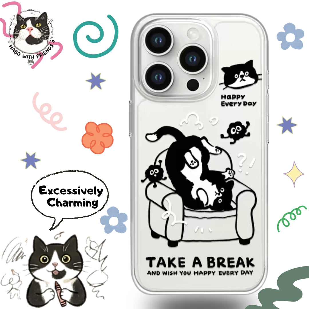 "The Couch Potato" | Lazy Day Tuxedo Cat Protective Phonecase