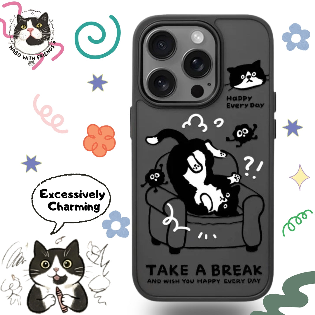 "The Couch Potato" | Lazy Day Tuxedo Cat Protective Phonecase