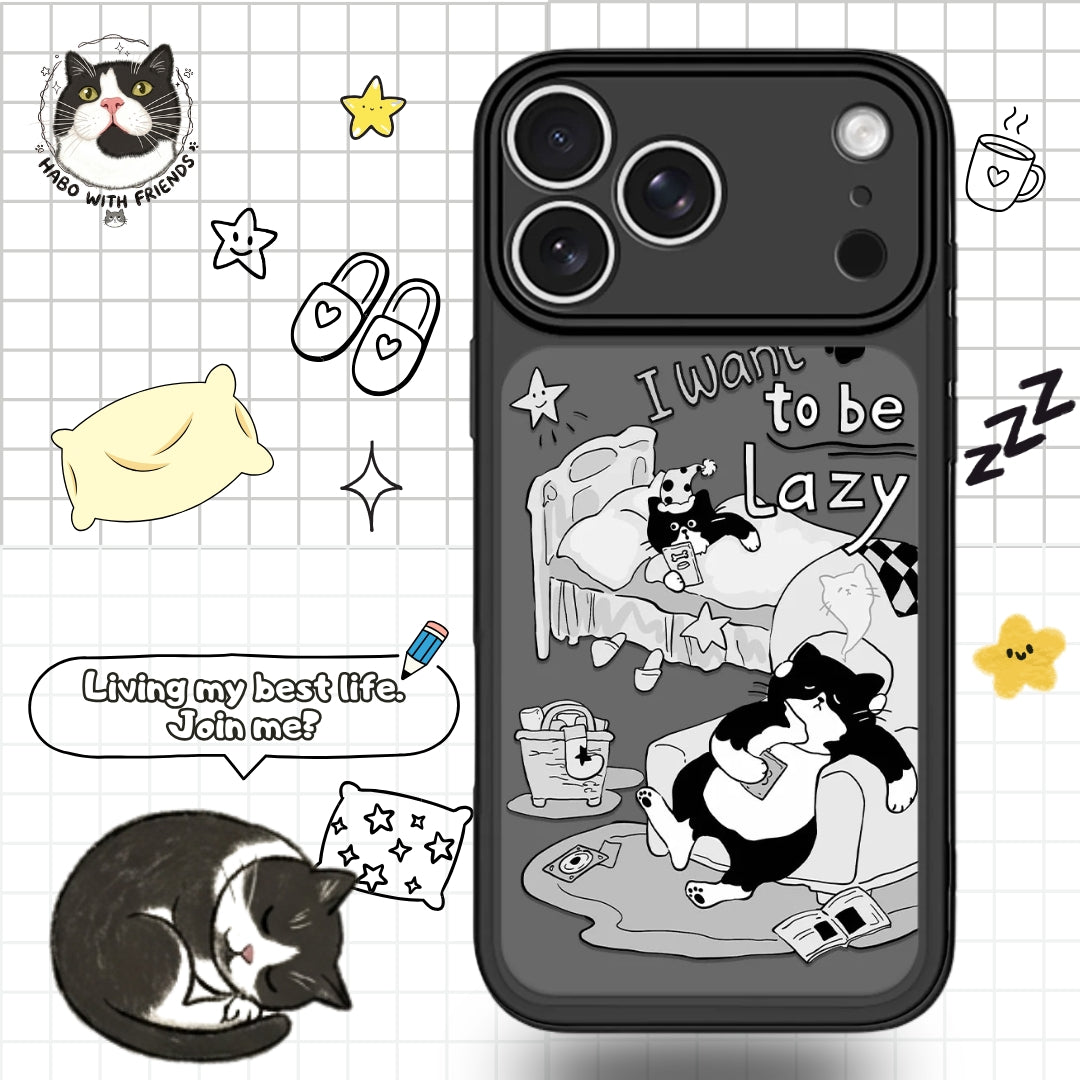 "Sunday Ritual" | Black &amp; White Lazy Life Tuxedo Cat Phone Case