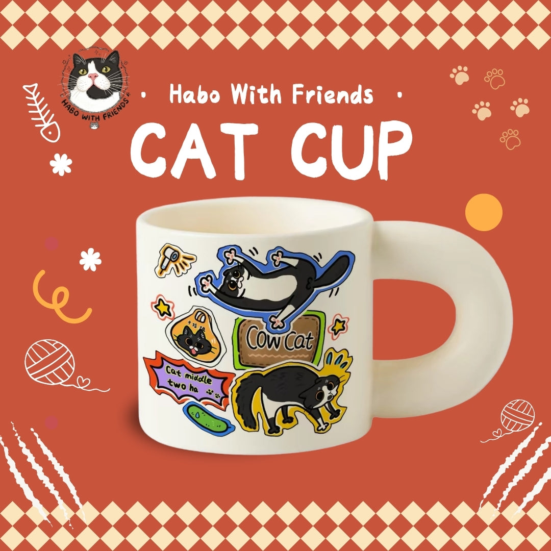 "Tuxie Doodle" Aesthetic Chunky Handle Mug