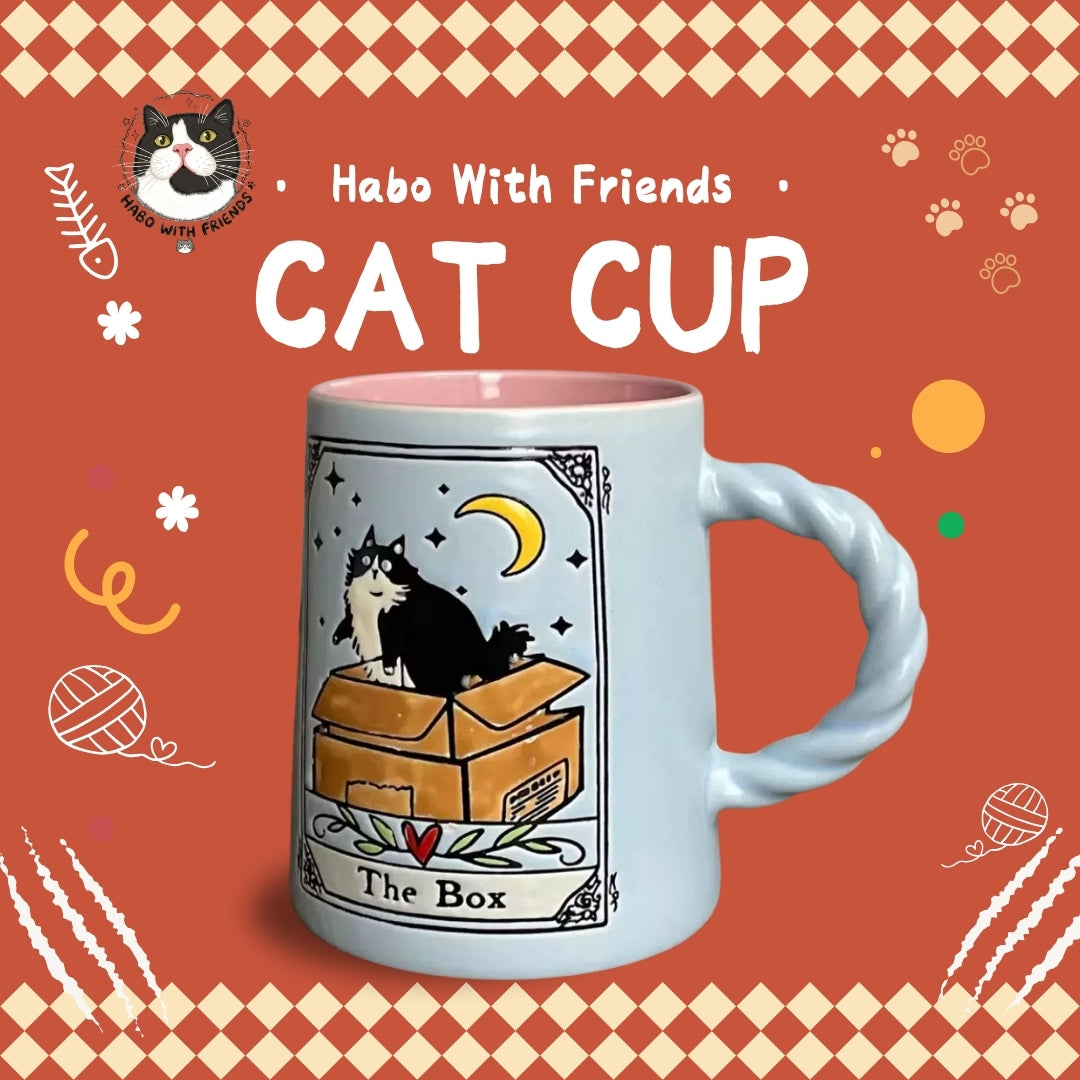 "The Box" Tuxedo Cat Tarot Twisted Handle Mug