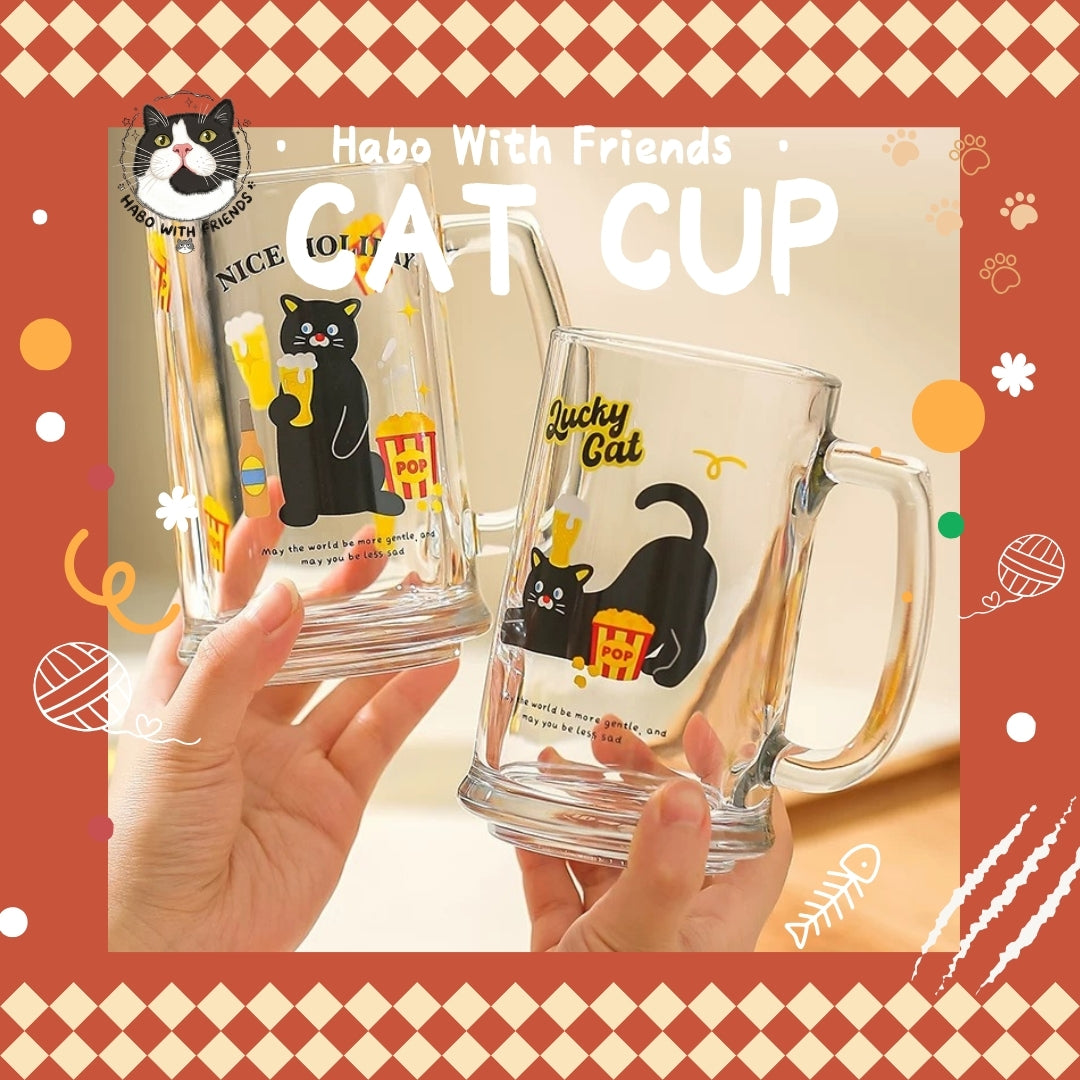 "Weekend Wild" Tuxedo Cat Beer Glass Set | 16oz Aesthetic Glass Can 4-Pack