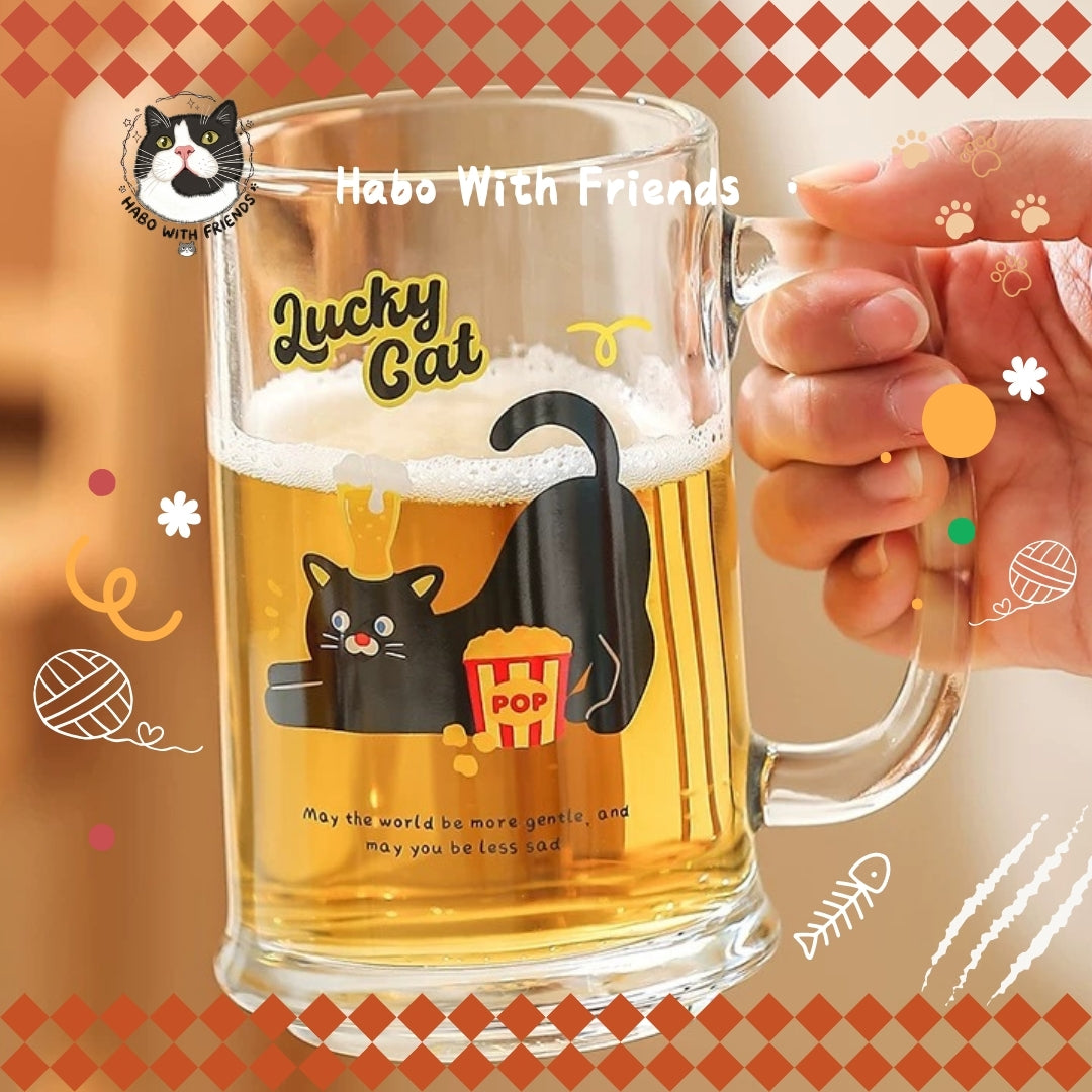 "Weekend Wild" Tuxedo Cat Beer Glass Set | 16oz Aesthetic Glass Can 4-Pack