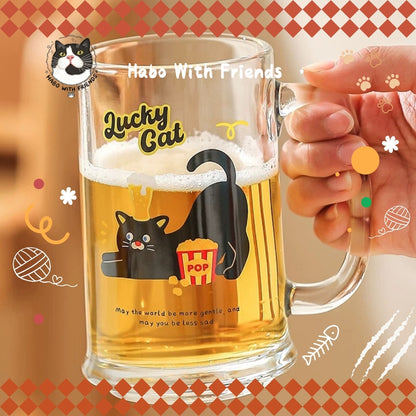 "Weekend Wild" Tuxedo Cat Beer Glass Set | 16oz Aesthetic Glass Can 4-Pack