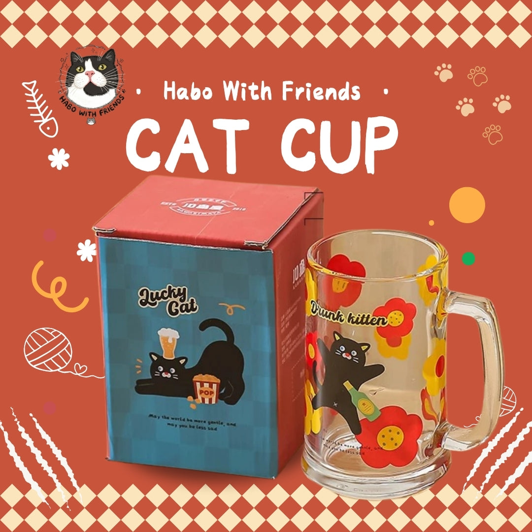 "Weekend Wild" Tuxedo Cat Beer Glass Set | 16oz Aesthetic Glass Can 4-Pack