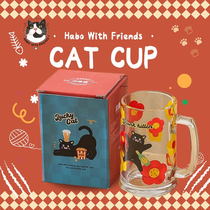 "Weekend Wild" Tuxedo Cat Beer Glass Set | 16oz Aesthetic Glass Can 4-Pack