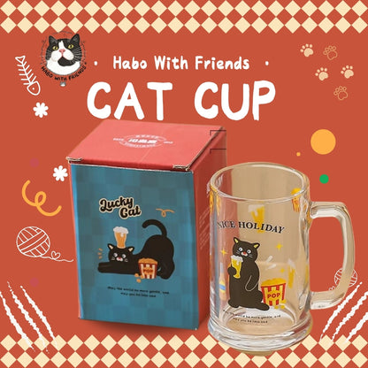 "Weekend Wild" Tuxedo Cat Beer Glass Set | 16oz Aesthetic Glass Can 4-Pack