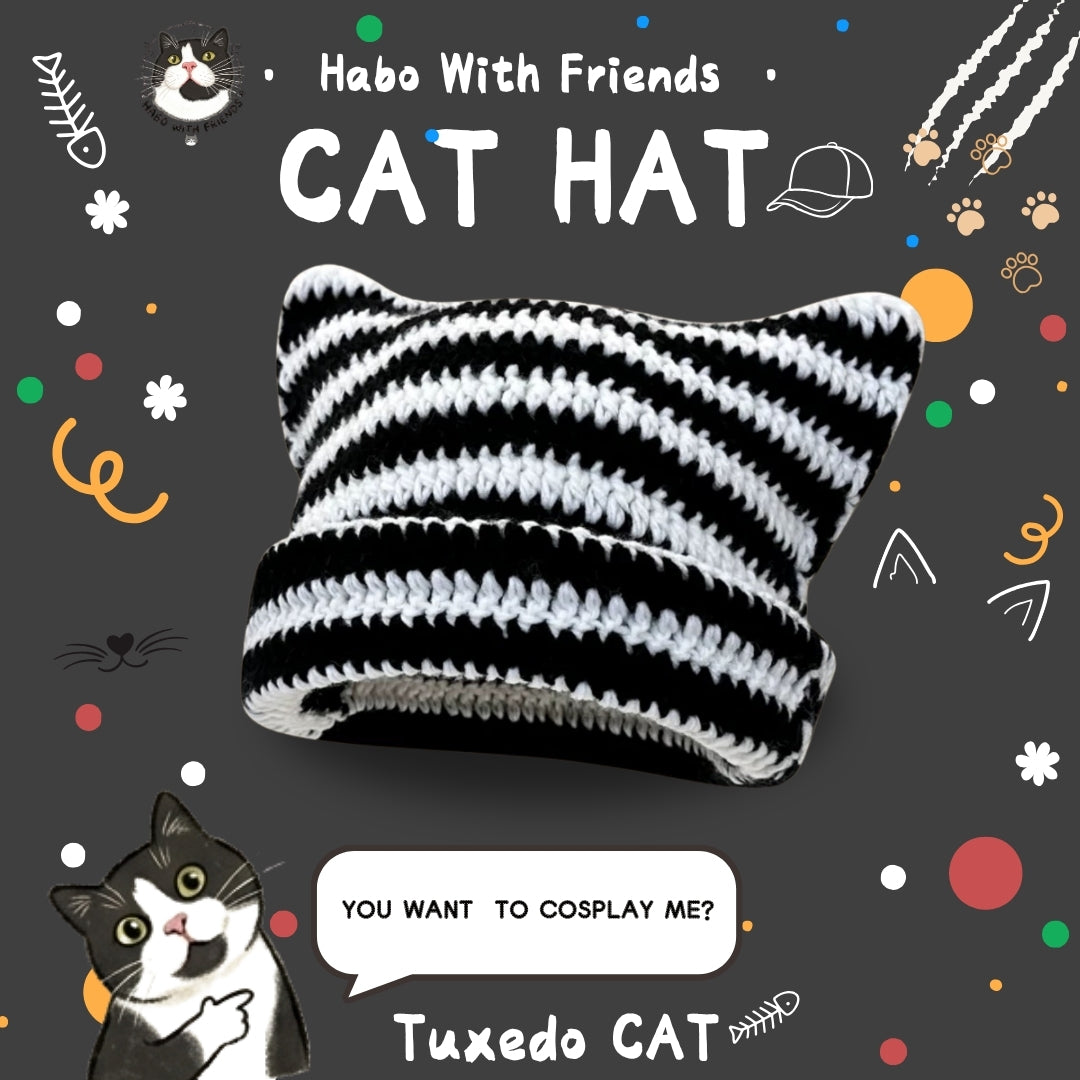 "Meow-Splay" Striped Knitted Cat Ear Beanie